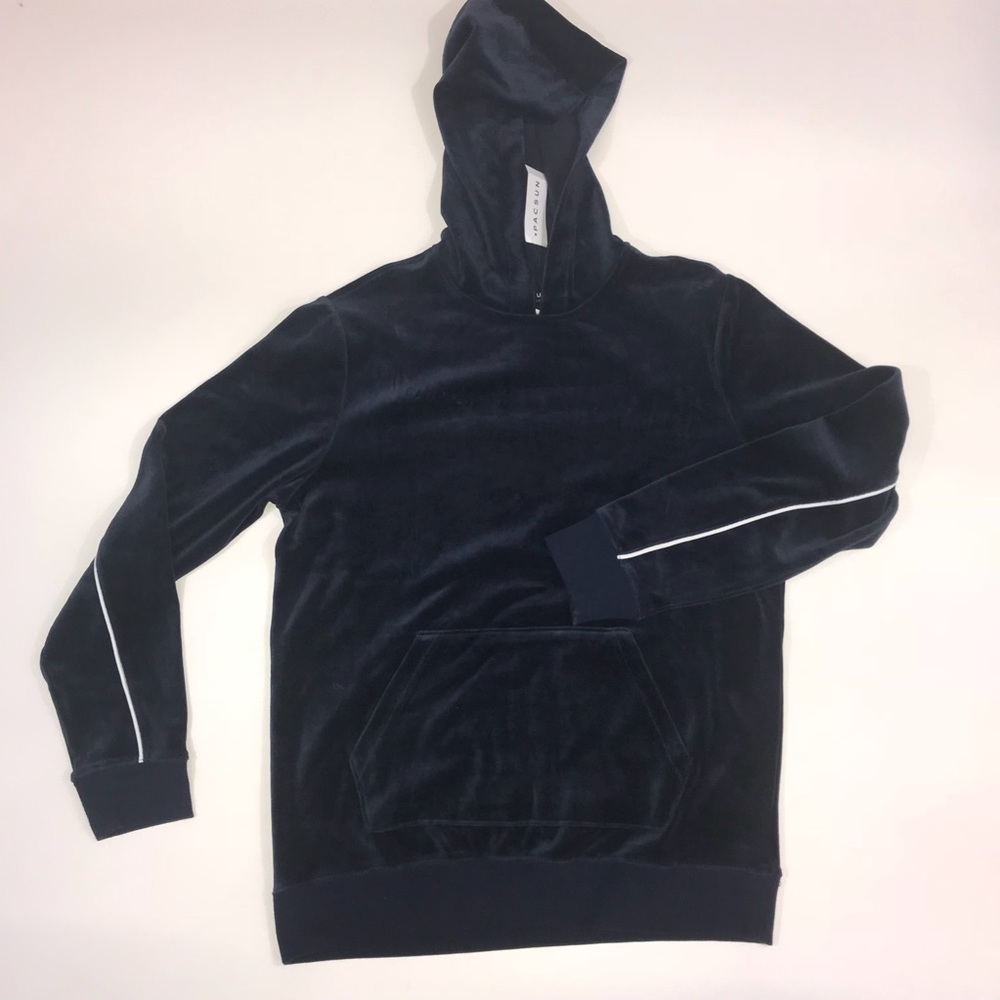 Pacsun burgundy and navy velvet hoodie - Picture 7 of 8